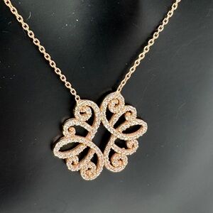 Sterling Silver Rose Gold Crystal Necklace